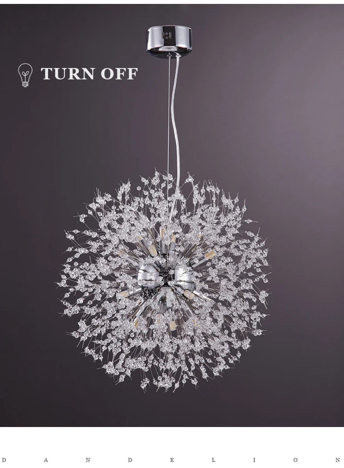 Crystal Dandelion Pendant Lamp Dining Table Home Decor Hanging Light Living Room Bedroom Restaurant Shop Droplight Chandelier