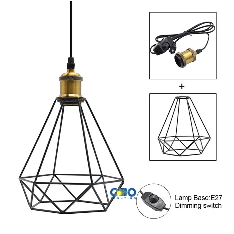 Plug Pendant Lamp Vintage Base E27 1.7m With Switch Socket Lamp Holder Hanging Light Fixtures EU/US/AU/UK Plug Dimming