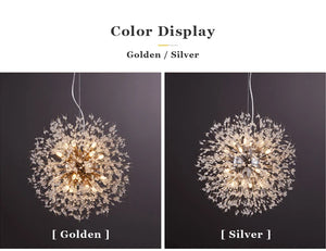 Crystal Dandelion Pendant Lamp Dining Table Home Decor Hanging Light Living Room Bedroom Restaurant Shop Droplight Chandelier