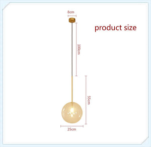 Modern Led Pendant Lamp Glass Ball  Bedroom Hanging Nordic Living Indoor Decor Lighting Kitchen Bar Round Gold Suspension Lights