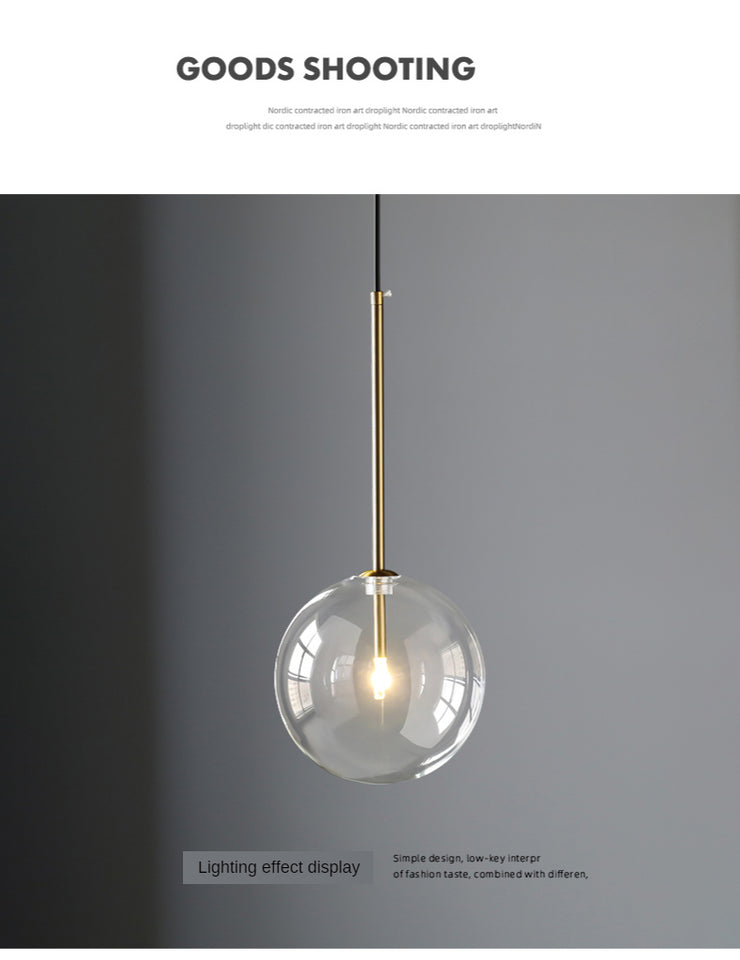 Modern Led Pendant Lamp Glass Ball  Bedroom Hanging Nordic Living Indoor Decor Lighting Kitchen Bar Round Gold Suspension Lights