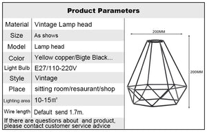 Plug Pendant Lamp Vintage Base E27 1.7m With Switch Socket Lamp Holder Hanging Light Fixtures EU/US/AU/UK Plug Dimming