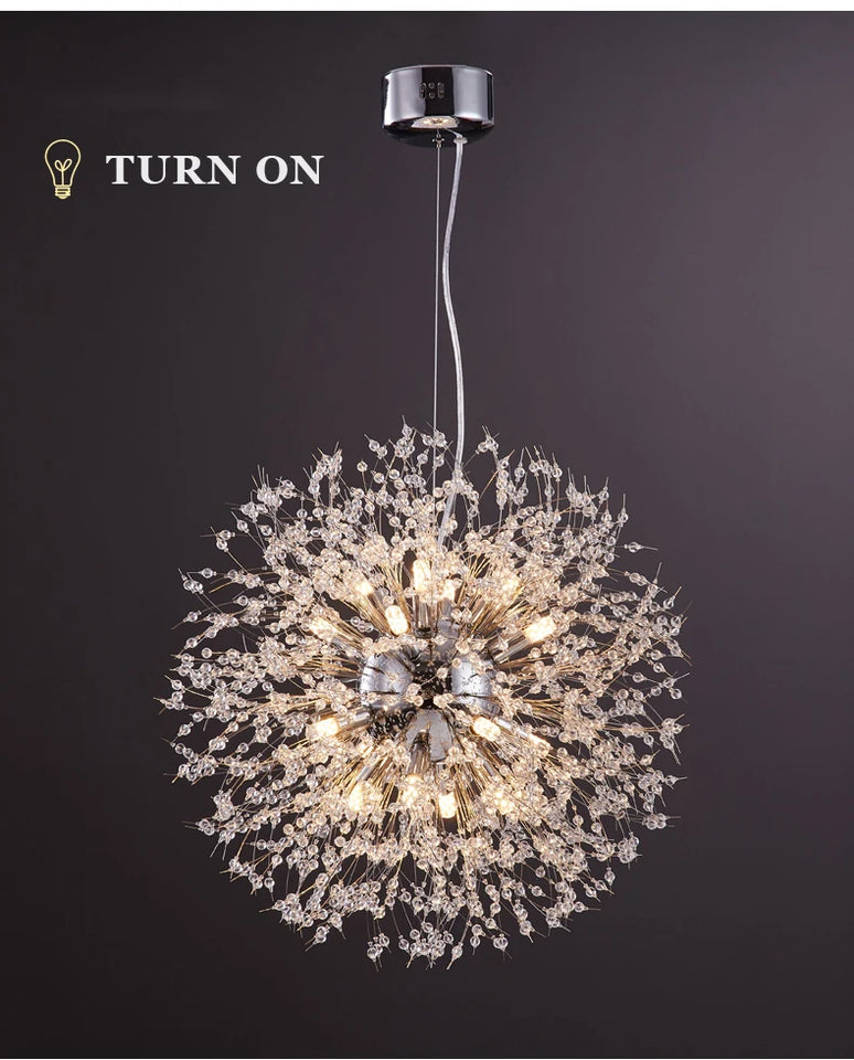 Crystal Dandelion Pendant Lamp Dining Table Home Decor Hanging Light Living Room Bedroom Restaurant Shop Droplight Chandelier