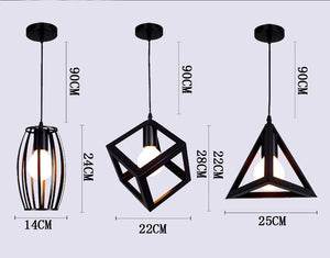 Geometric Vintage Pendant Ceiling Light, Industrial Retro Metal Hanging Lamp, E27 Base Lighting Fixture