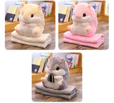 Cute Hamster Cushion Pillow Warm Hand Cushion Coral Fleece Blanket Multifunctional Blanket Cushion Birthday Gift Home Decoration