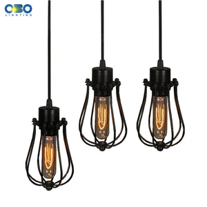 Simple Black Metal Painted Vintage Pendant Lamps Indoor Bra Wire Cord 1.2-1.5m Pendant Lights E27 110-240V Free Shipping