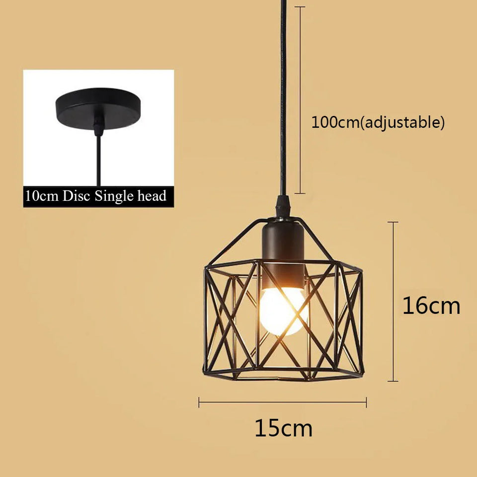 Rustic Industrial Pendant Lamp Geometry Iron Pendant Lights Kitchen Island Lamp Pendant Loft Cafe Shop Hanging Lighting Fixtures