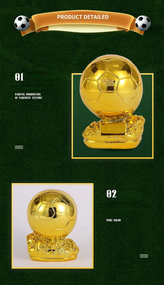 25cm Golden Ballon Football Excellent Player Award Competition Honor Reward Spherical Trophy Best Gift Home Decor