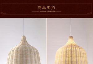 Bamboo Hanging Lamp Pendant Ceiling Light Rattan Wicker Lustre Hand Knit Braiding Suspended Home Dining люстра потолочная