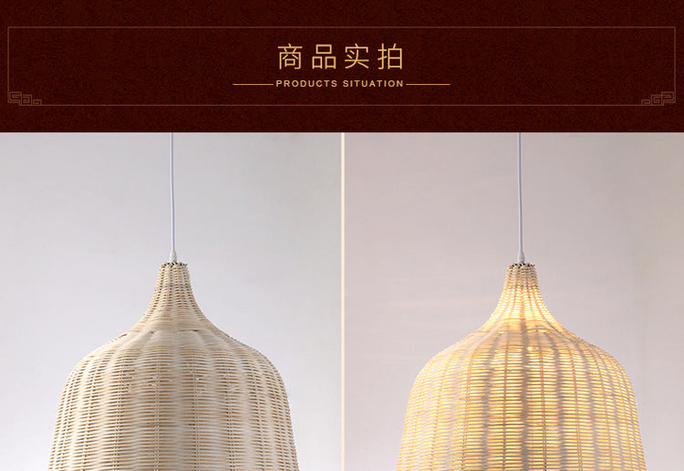 Bamboo Hanging Lamp Pendant Ceiling Light Rattan Wicker Lustre Hand Knit Braiding Suspended Home Dining люстра потолочная