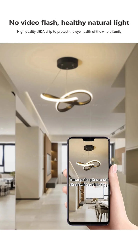 Nordic LED Ceiling Pendant Light Living Room Bedroom Simple Line Chandelier Balcony Stairs Corridor Indoors Decorative Lighting