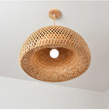 Rattan Wicker Bamboo Wood Pendant Light Ceiling Lustre Chandelier Hanging Lamp Hand Knitted Braided Home Living Bed Room Decor