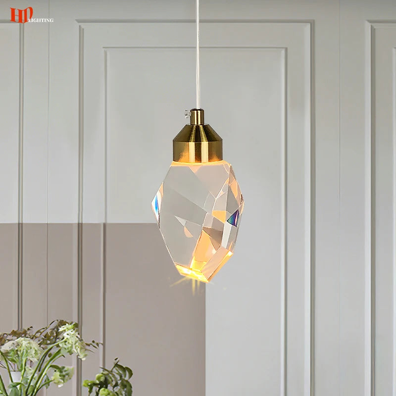 HD Luxury Pendant Lights For Dining Living Room Bedroom Bedside Kitchen Cafe Bar Indoor Decor LED Crystal Hanging Ceiling Lamps