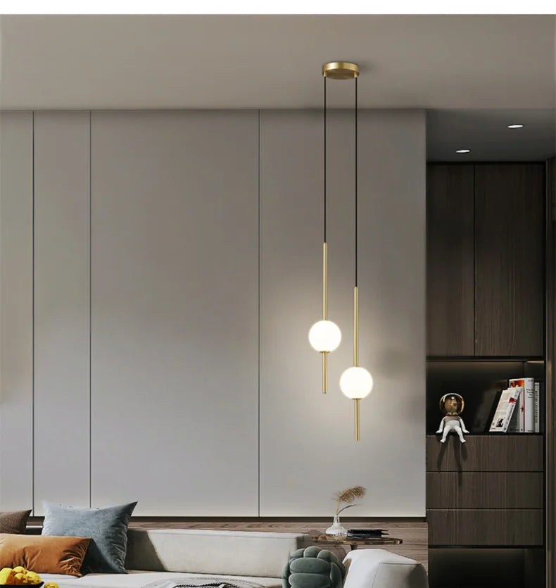 Nordic Led AcrylicBall Hanging Lights Bedroom Bedside Living Room Entrance Pendant Light Modern Lamp Long Lighting Ceiling Decor