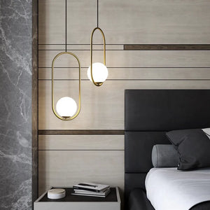 Black Pendant Lighting for Bedroom Bedside Shop Restaurant Decoration Hanging Lamp Modern Ceiling Chandelier Hotel Glass Ball