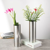 9x28Hcm SUS304 Stainless Steel Vase Decorative Centerpiece For Home or Wedding (Silver)