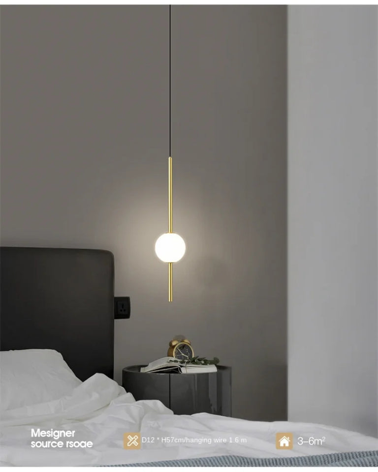 Nordic Led AcrylicBall Hanging Lights Bedroom Bedside Living Room Entrance Pendant Light Modern Lamp Long Lighting Ceiling Decor