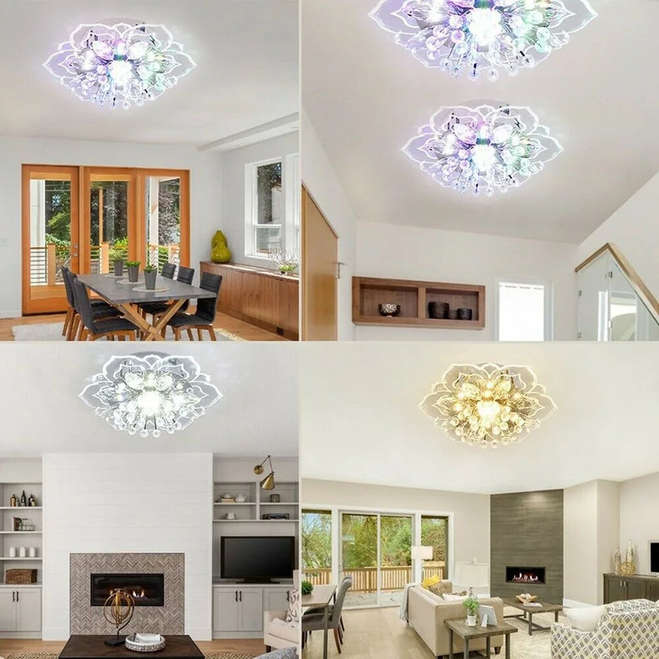 Modern Light Flower Shape Ceiling Crystal Chandelier Bedroom Living Room Interior Hallway Kitchen LED  Lighting