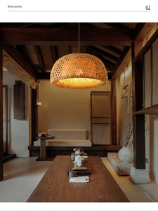 Bamboo Hanging Lamp Pendant Ceiling Light Rattan Wicker Lustre Hand Knit Braiding Suspended Home Dining люстра потолочная