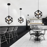 Geometric Vintage Pendant Ceiling Light, Industrial Retro Metal Hanging Lamp, E27 Base Lighting Fixture