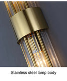 Luxury Modern Nordic Wall Lamp Indoor Glass Crystal Tube Iron Body Lampshade Sconce Light Up Down Bedroom Decor Corridor Lustres