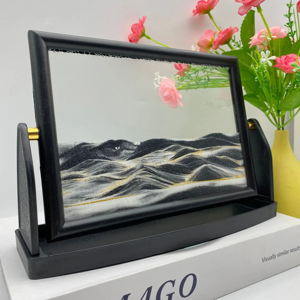 Creative Moving Sand Art Painting Square Glass 3D Deep Sea Sandscape Quicksand Hourglass Rotatable Flowing Sand Home Decor Gifts