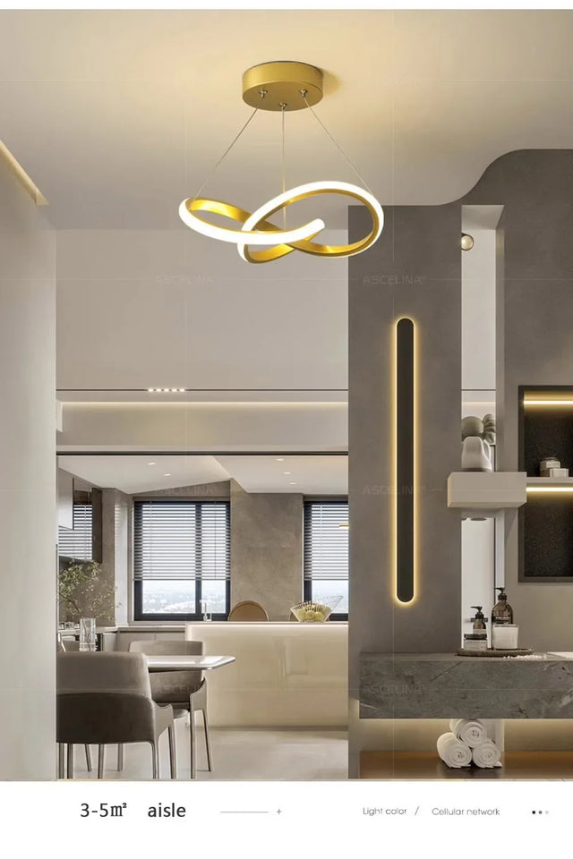 Modern LED Ceiling Pendant Light Living Room Bedroom Simple Line Chandelier Balcony Stairs Corridor Indoors Decorative Lighting