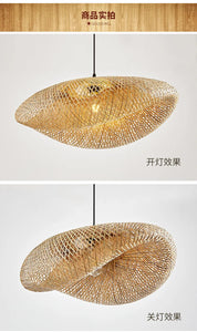 Bamboo Hand Weaving Pendant Light 40cm Hanging LED Ceiling Lamp Chandelier Fixture Rattan Hand Craft Woven Home Bedroom Decor