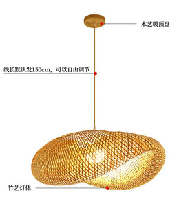 Classic Bamboo Lustre Chandelier Hanging Lamp Ceiling Handmade Rattan Pendant Light Fixture Weaving HomeLiving люстра потолочная