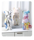 28cm Aesthetic Bear Figurine Resin Marbling Violent Bear Statue Sculpture Decor Luxury Living Room Decoration Home Ornament