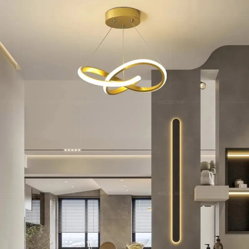 Nordic LED Ceiling Pendant Light Living Room Bedroom Simple Line Chandelier Balcony Stairs Corridor Indoors Decorative Lighting