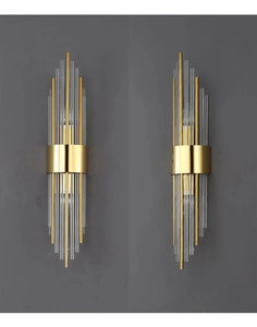 Luxury Modern Nordic Wall Lamp Indoor Glass Crystal Tube Iron Body Lampshade Sconce Light Up Down Bedroom Decor Corridor Lustres