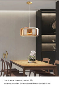 Modern LED Glass Pendant Light Amber Hanging glass Lamp For Dining Room Bar Indoor Decor Lighting Bedroom Bedside Led Luminaire