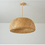 Rattan Wicker Bamboo Wood Pendant Light Ceiling Lustre Chandelier Hanging Lamp Hand Knitted Braided Home Living Bed Room Decor