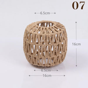 1PC Hand Weave Lampshade Rattan Hanging Lamp Shade Cafe Hotel Light Cover Ceiling Pendant Fixture For Home Restaurant Decors