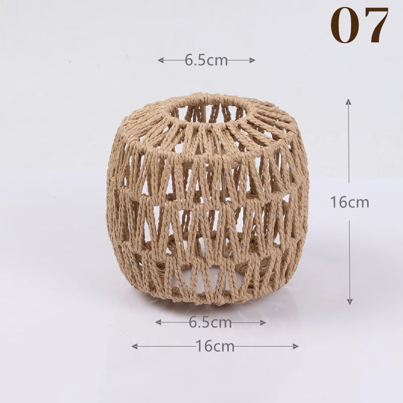 1PC Hand Weave Lampshade Rattan Hanging Lamp Shade Cafe Hotel Light Cover Ceiling Pendant Fixture For Home Restaurant Decors