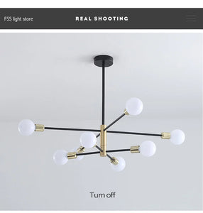 Ceiling Lights Nordic Black Chandeliers LED Lamp 4/6/8Light Home Lighting Indoor Pendant Ceiling Lamp for Bedroom Living Room