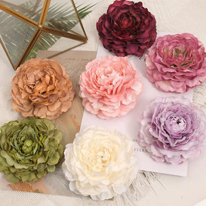 20pcs 8cm Peony Artificial Silk Flowers Heads For Wedding Decoration DIY Wreath Gift Box Scrapbooking Craft Fake Flower