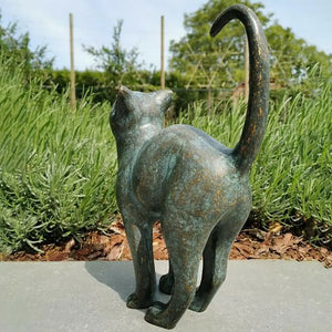 Cat Resin Figurine Bronze Lawn Porch Yard Home Garden Outdoor Sculpture Statue Decoration Home Office Ornament