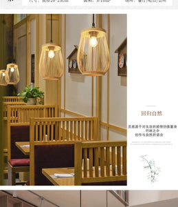 Chinese Rattan Wicker Pendant Lamp Lustre Bamboo Wood Chandelier Ceiling Light Handmade E27 for Home Living Ding Bed Room Decor