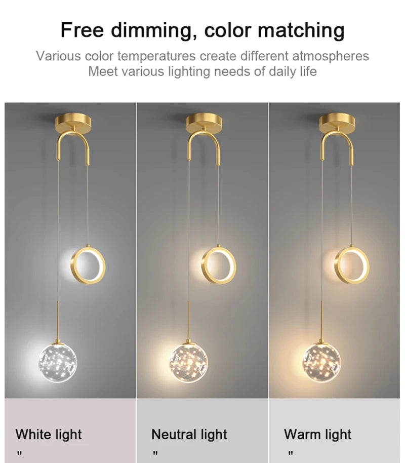 Lustre LED Pendant Light Indoor Lighting Fixture Living Bedroom Bedside Home Decoration Dining Table Hanging Lamps Pendant Lamp