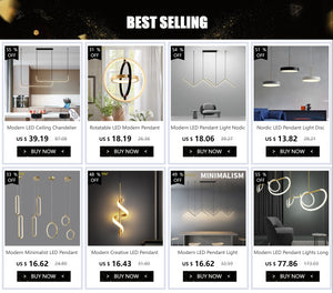 Modern Minimalist LED Pendant Light Chandelier For Bedroom Restaurant Living Room Gold Black Hanging Lamps Decoration Led Lustre