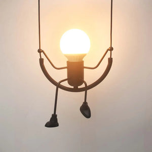 Pendant Lights Nordic Little Iron Man Hanging Lamp Retro Loft Lighting for Children's Room Kitchen Restaurant Coffee Bar Home