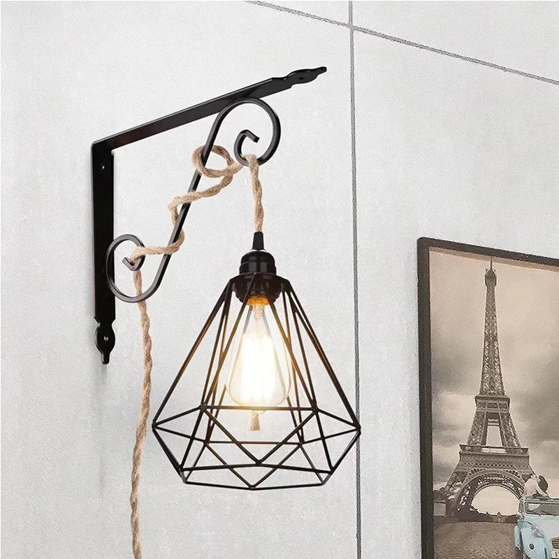 Power Cord Pendant Light 2M 2.5M 4M Hemp Rope Cables E26 E27 Lamp Holder EU Plug with Switch Wire Edison Bulb Socket Cord Hot