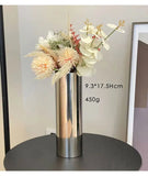 9x28Hcm SUS304 Stainless Steel Vase Decorative Centerpiece For Home or Wedding (Silver)