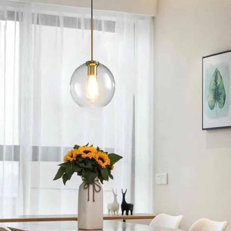 Nordic Glass Pendant Light glass Hanging Lamp Dining Room Chandelier Living Room Bedroom Cafe Study LED Lamps Room Decor Lustre