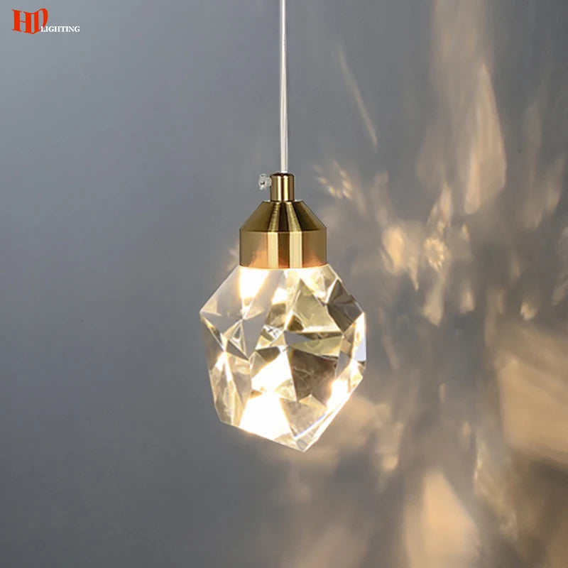 HD Luxury Pendant Lights For Dining Living Room Bedroom Bedside Kitchen Cafe Bar Indoor Decor LED Crystal Hanging Ceiling Lamps