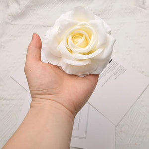 30pcs/Lot 9cm-10CM Large White Rose Artificial Silk Flower Heads DIY Wedding Decoration Wreath Scrapbooking Craft Fake Flowers