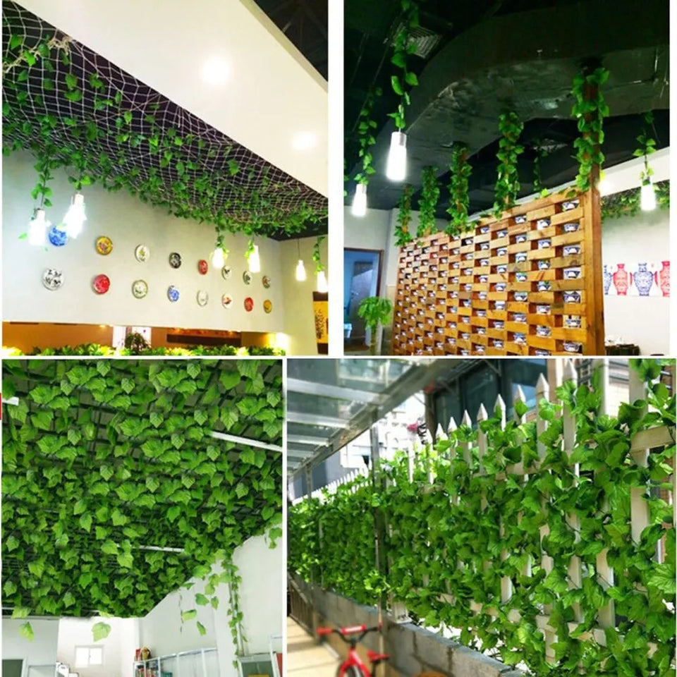 240cm Leaf Vine Artificial Hanging Plants Liana Silk Fake Ivy Leaves For Wall Green Garland Decoration Home Decor Party Vines