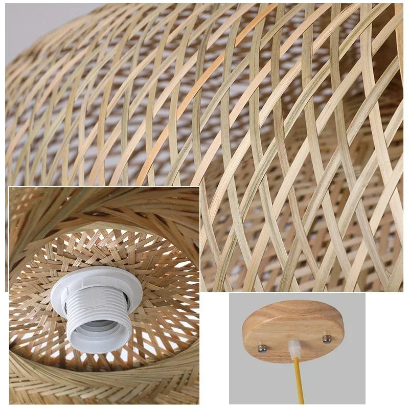 Classic Bamboo Lustre Chandelier Hanging Lamp Ceiling Handmade Rattan Pendant Light Fixture Weaving HomeLiving люстра потолочная